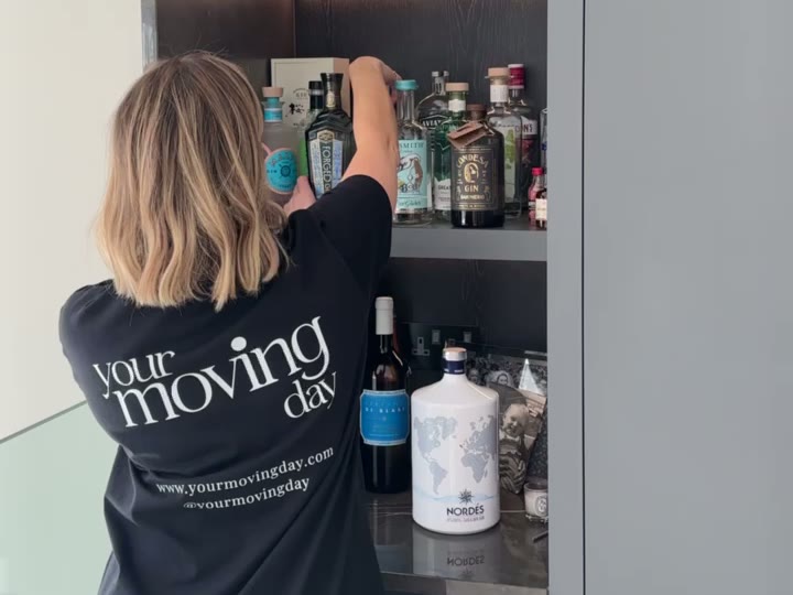 Your Moving Day organiser arranging a home bar in Sunningdale